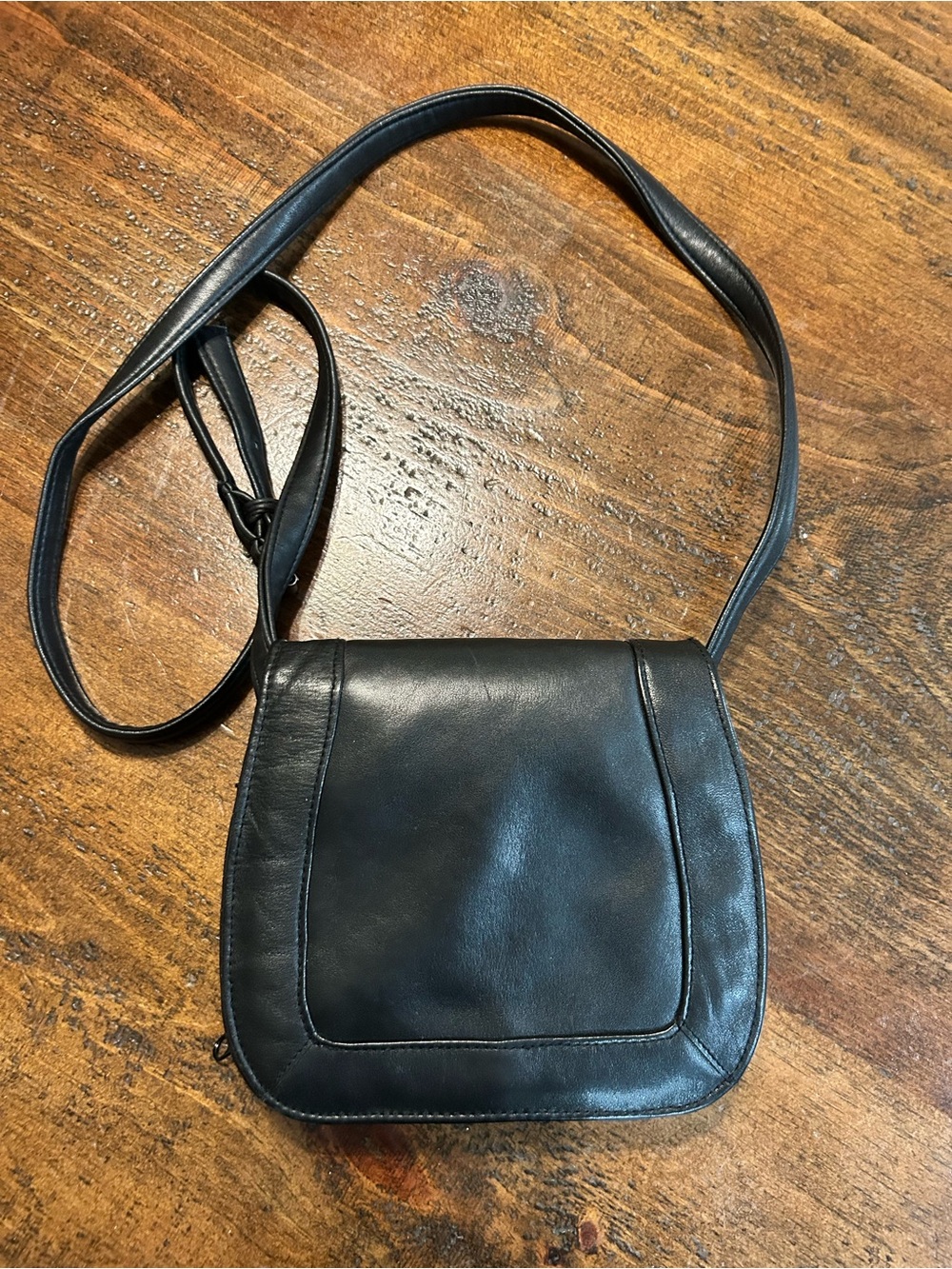 COLETTA Vintage Black Genuine Leather Shoulder Bag Handbag Purse